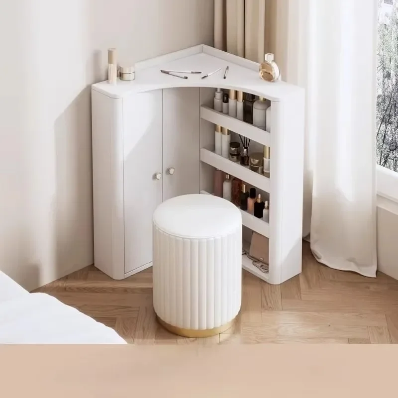 Solid wood corner triangle dresser, modern small locker with light