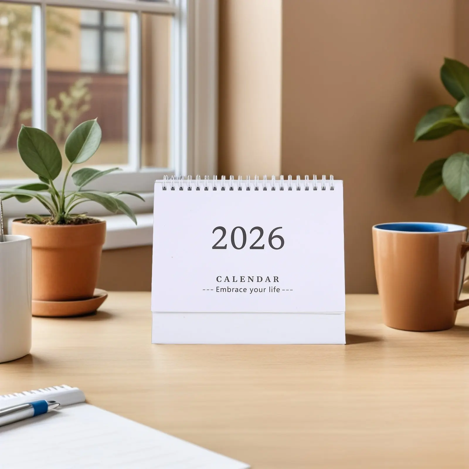 2026 Mini Desk Calendar Compact Foldable Stand Up Flip Calendar Sturdy Paper No Bleed Through Yearly Planning Tool for Work