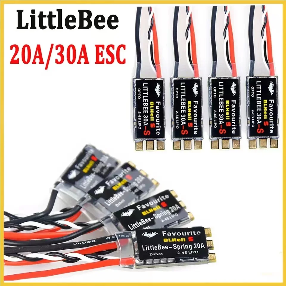 4Pcs LITTLEBEE BLHeli-s FVT Little bee SPRING 20A / 30A Brushless ESC 2-6S Supports DSHOT Oneshot42 OneShot125 Multicopter