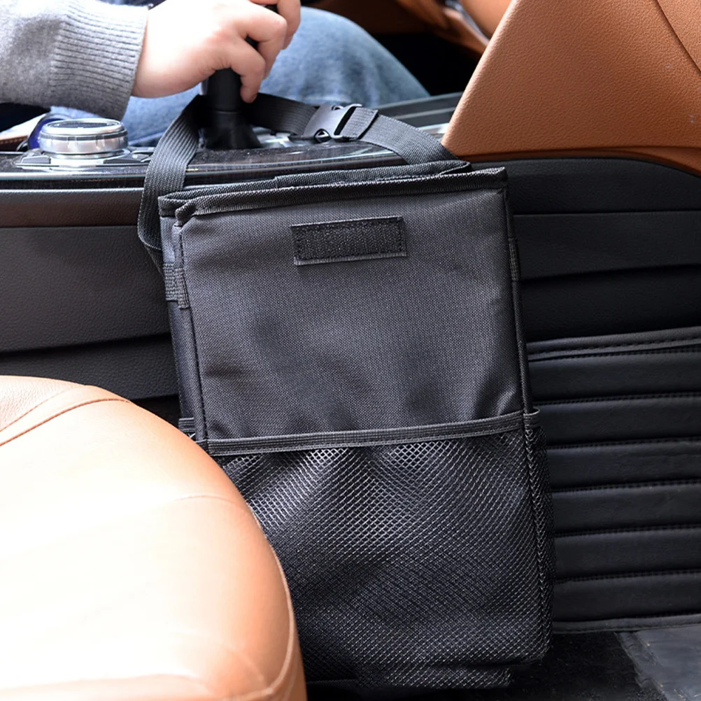

Portable Foldable Car Garbage Bag Leak Proof Oxford Cloth Hanging Trash Can Car Waste Container Organizer Hanging Garbage Bag