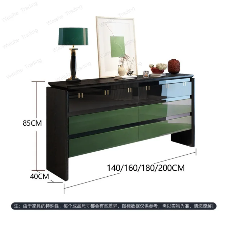 Italian entrance chest villa living room corridor storage side cabinet modern simple master bedroom multi-draw green bedside