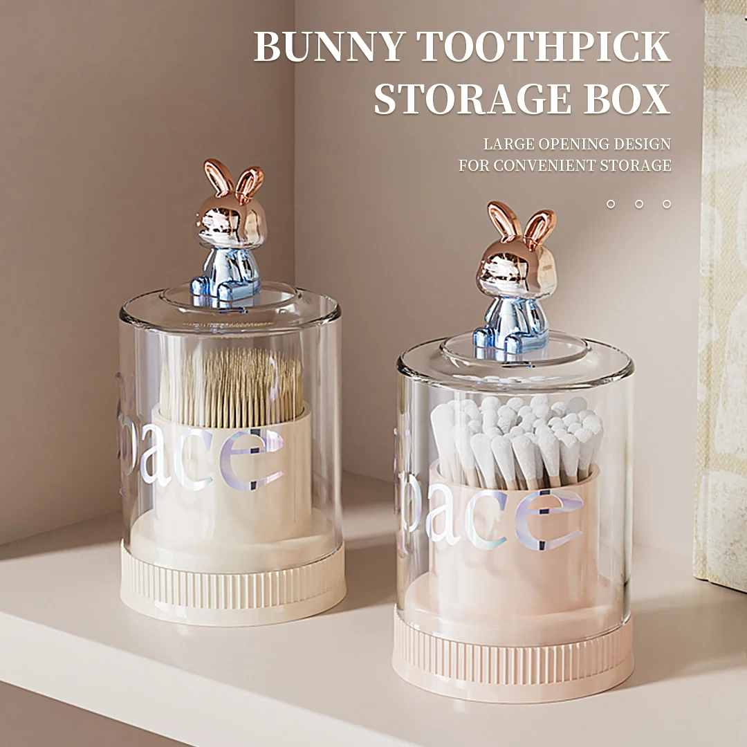 1pc Toothpick Storage Box Cotton Swab Storage Box Dental Floss Storage Box Desktop Creative Rabbit Toothpick Holder