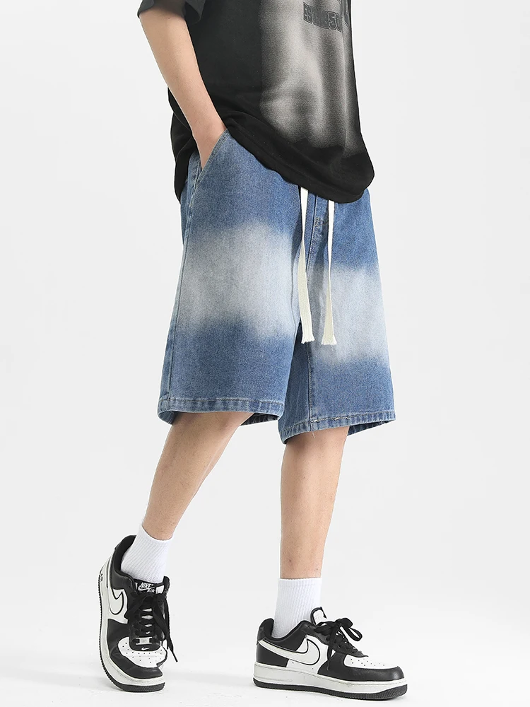 

Свободные джинсовые шорты, повседневные потертые шорты в стиле ретро на шнурке, мужская и женская одежда, модная уличная одежда в стиле хип-хоп