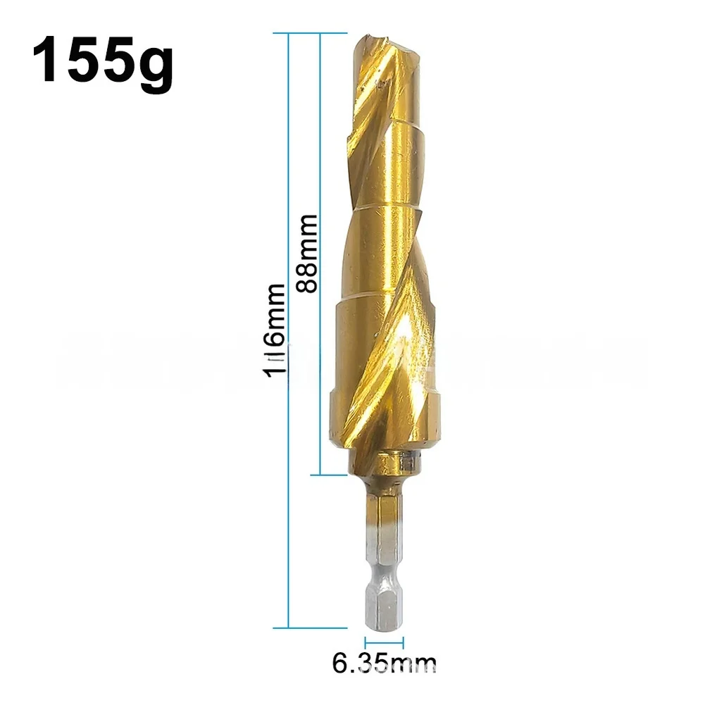 Titanium Coated Step Drill Bit for Woodworking Plastic Pipe Installation 14 to 22mm Hole Size Hex Shank for Stability