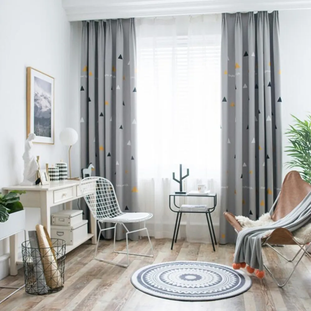 

Nordic Fashion Geometric Custom Curtain Contracted Contemporary Curtains for Living Room Bedroom 70-90% Shading Type Style