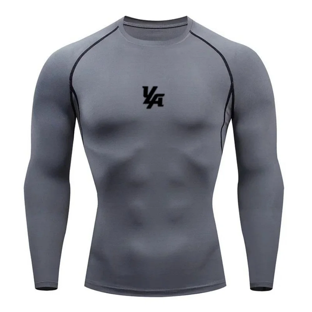Men's Sports Compression Long Sleeve Top Elastic Breathable Gym Training Yoga Running Athletic Shirt