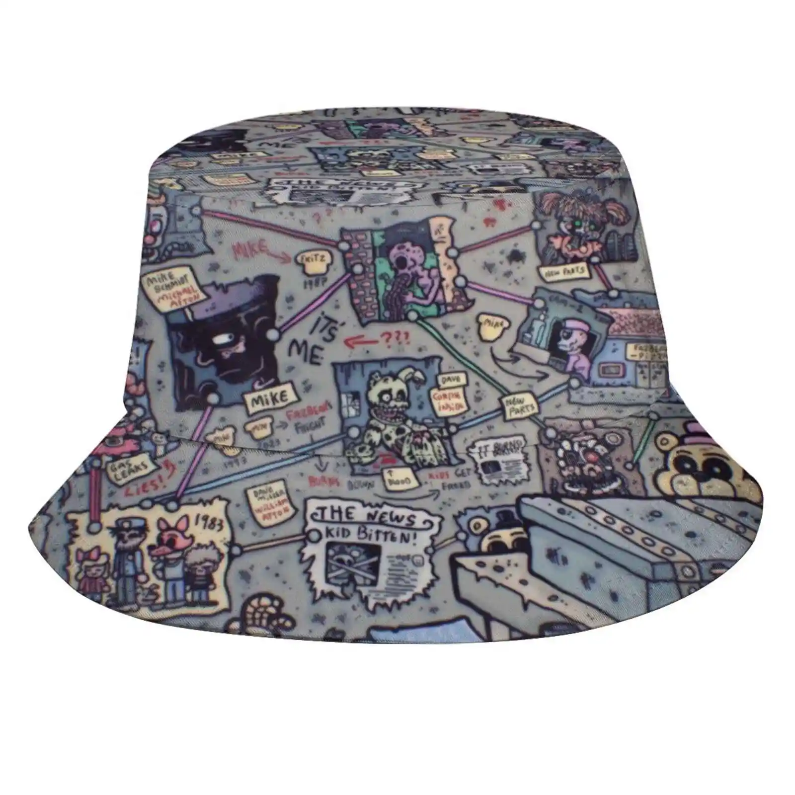 It'S All Connected... (Fnaf) Sun Cap Fisherman Hat Bucket Hats Five Nights At Fnaf 6 Sister Location Springtrap Fazbears Pizza