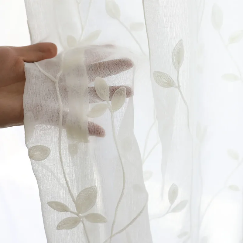 

Customizable 1PC White Embroidered Transparent Tulle High Quality Decorative Living Room Bedroom and Door Screen Sun Protection