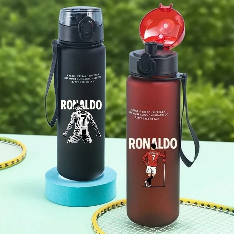650ml Football Star Ronaldos Sports Water Bottle Leak Proof Colorful Cup Drinking Outdoor Travel Portable Gym Fitness Jugs Gift