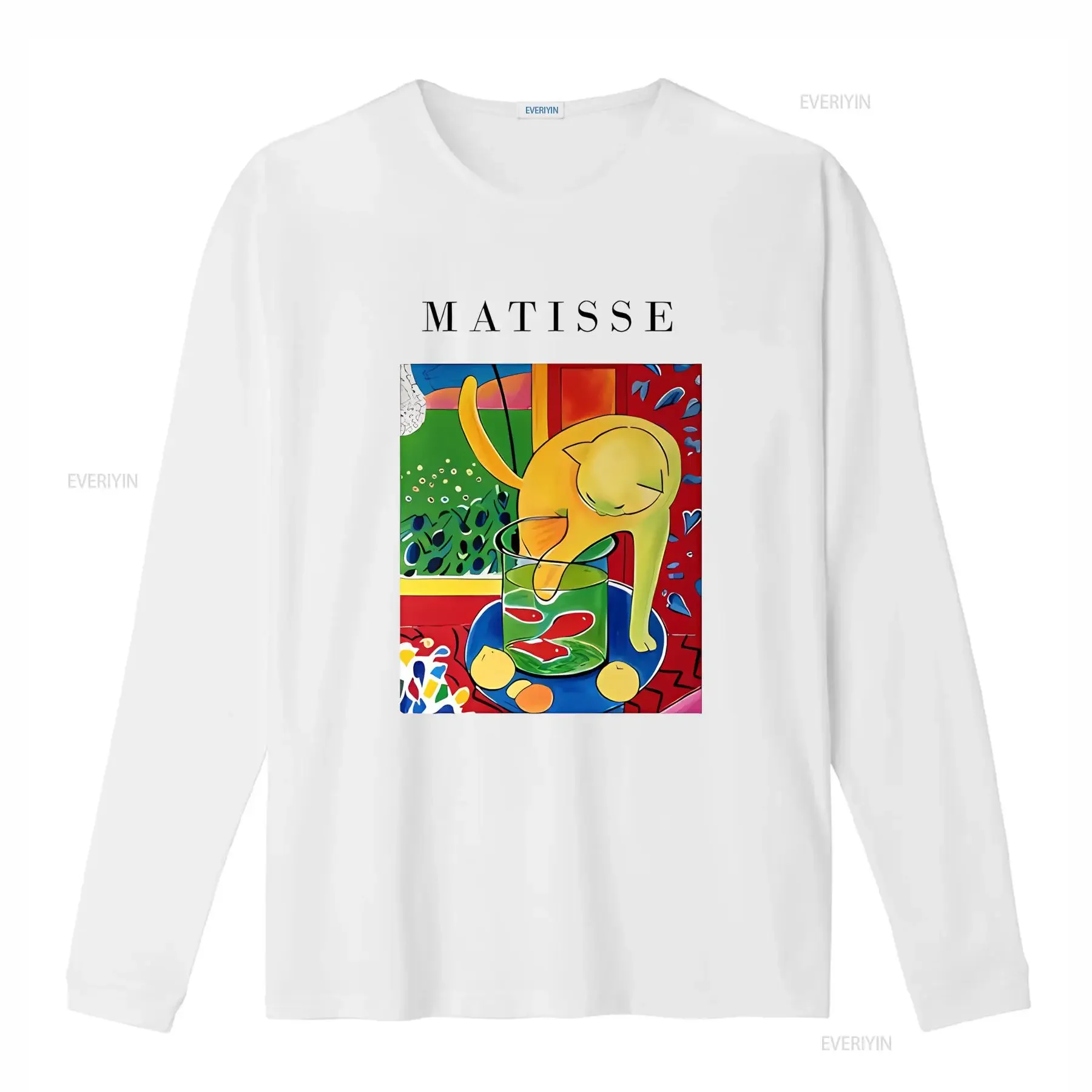 Matisse Art Print T Shirt Le Chat Aux Poissons Rouges Design Cat Lover 100 Cotton vintage Washed Stretched Soft Comfortable
