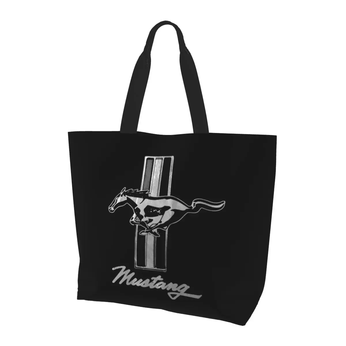 

Ford Mustang Shopping Tote Bag Canvas Large Capacity Shoulder Bags Shopper Grocery Handbag for Women