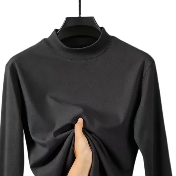 Cat Man Half High Collar with Velvet Bottom Shirt Men's New Autumn/Winter Double Sided Thick Warm Long Sleeve T-shirt Inner Top