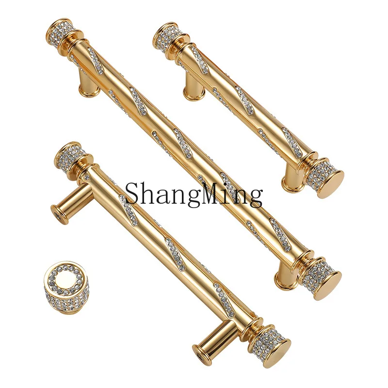 

Ручка для шкафа PYH, золотая, в стиле легкой роскоши, удлиненная, с бриллиантами, для дверей шкафов и тумб для обуви