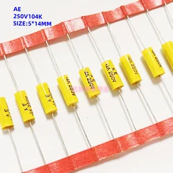 10pcs  250V102 103 104 axial non inductive film capacitor 250V0.01UF/0.1UF axial audio capacitor