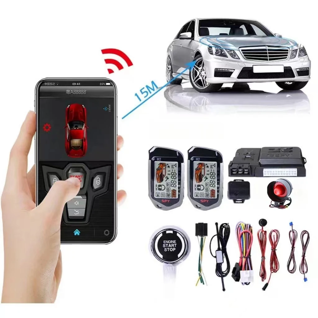 

SPY One Button Start Stop Two-way Car Alarm with Smart Phone Remote Control Ignition System Central Locking Keyless Entry