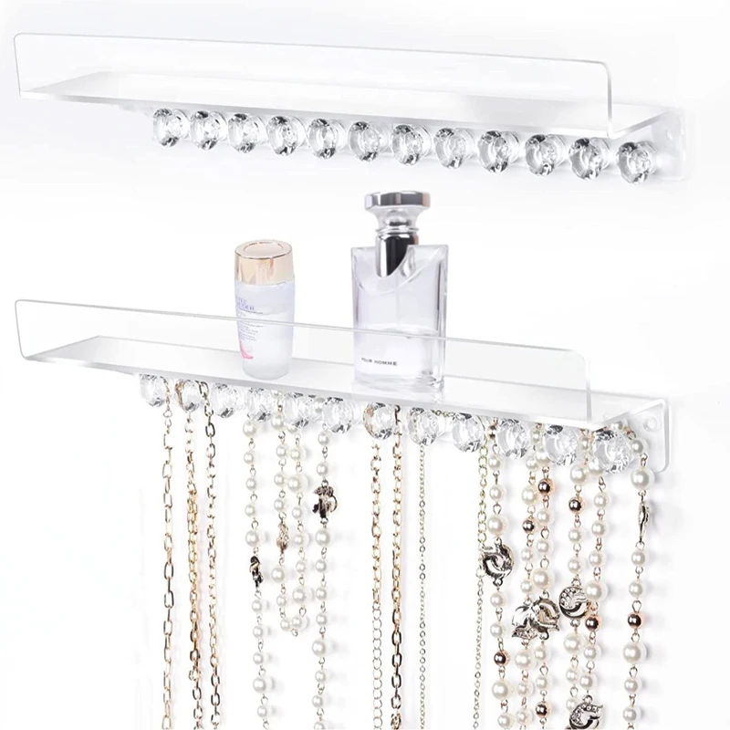 1Pc NEW Jewelry Storage Rack Necklace Bracelet Ring Holder Wall-mounted Vanity Hand Accessory Wall Shelf Acrylic Display Stand