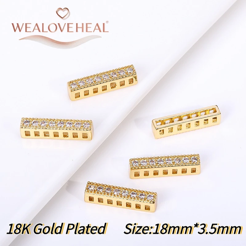 18K vergoldete Messing-Rechteck-Abstandshalter, luxuriöser Micro-Pavé-CZ-Trennverbinder für DIY-Schmuckherstellung, Großhandel – Detail 26