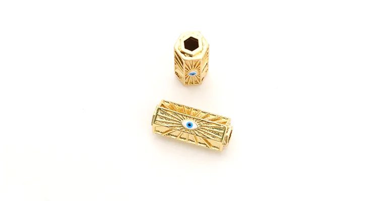 5 Pcs Gold plated cubic zircon CZ Micro Pave Colorful Eye Tube For DIY Jewelry Finding