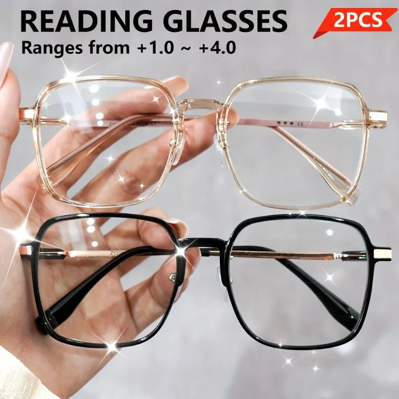 

2pcs Reading Glasses for Women Men +1.0 to +4.0 Strength Full-Rim Design, Ideal for Reading Computer Use