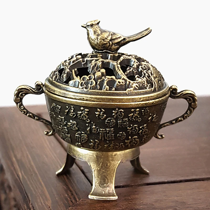 Creative Metal Magpie Auspicious Incense Burner Square Vertical Lotus Indoor Aromatherapy Home Desktop Accessories