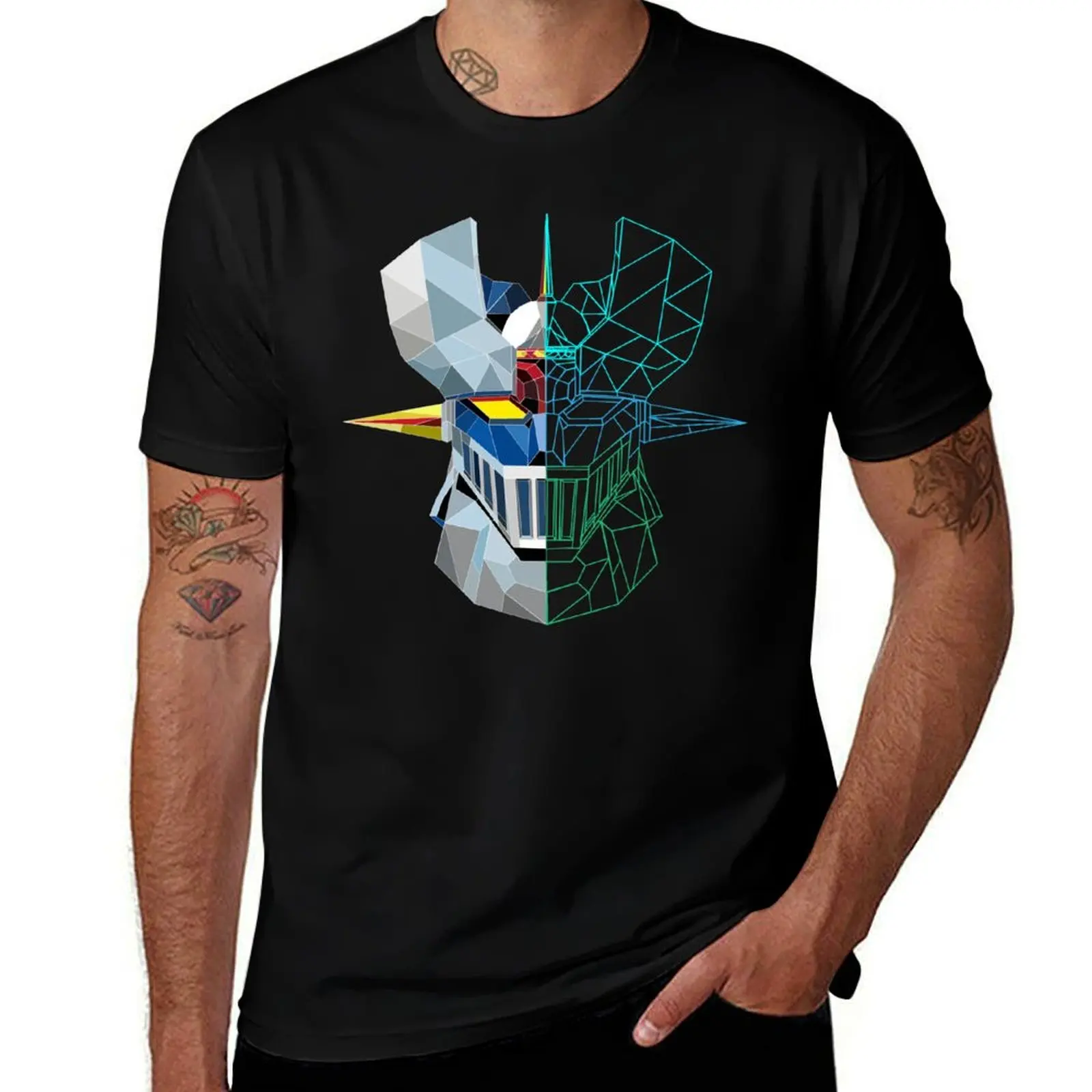 

Mazinge Z Linear low poly T-Shirt Funny t-shirt graphic shirts valentines boutique clothes mens t shirts
