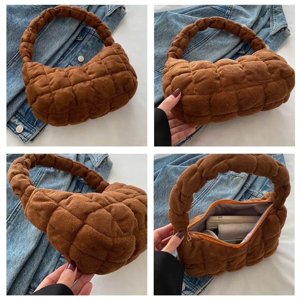 Fashion Quilted Totes Down Cotton Padded Shoulder Bags Large Capacity Lightweight Puffy Handbags Underarm Bags for Women Girls image 6