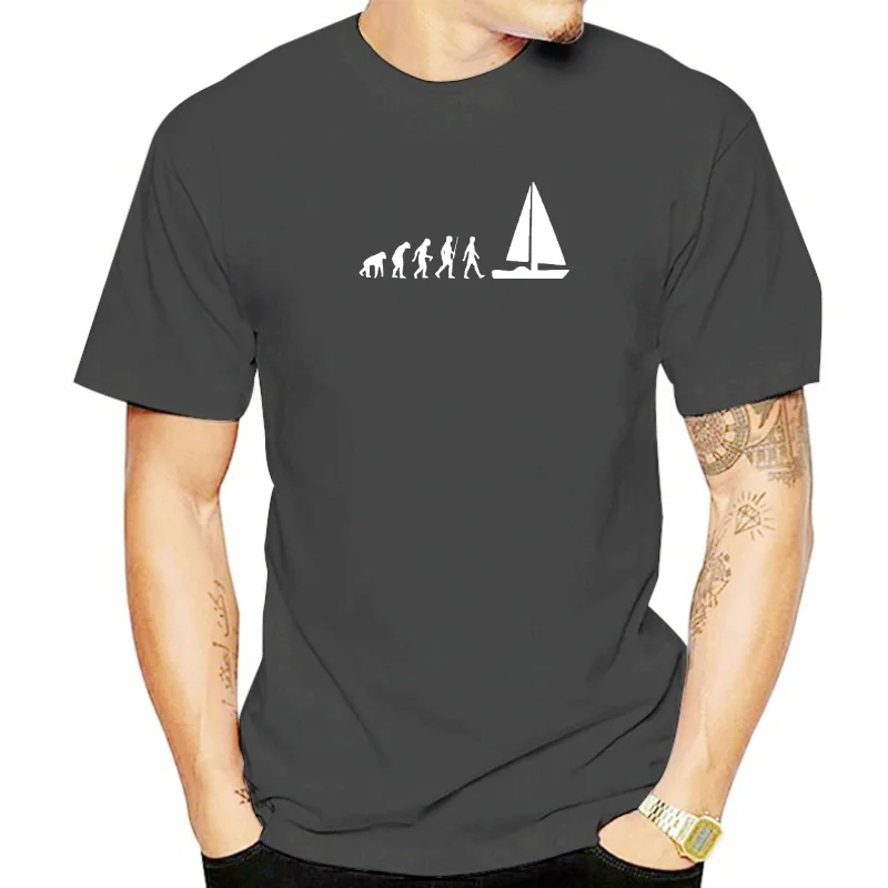 Evolution Sail Boat T-Shirt Men Summer Style Cotton Oversized O Neck T Shirt Funny Tee Mans Tops Fashion Clothing