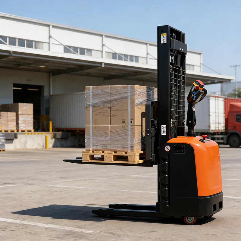 Straddle Stacker with Adjustable Outriggers for Double Sided Pallets and Block Stacking