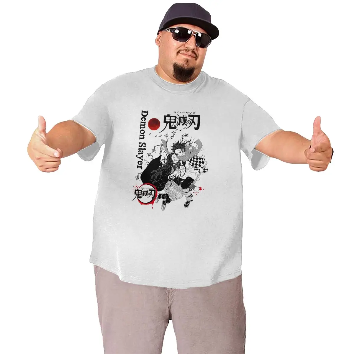 Demon Slayer Anime Nezuko Tanjiro Awesome T Shirts 100% Cotton printed graphic tee Big Tall Tees Large 4XL 5XL 6XL T-Shirts image 3