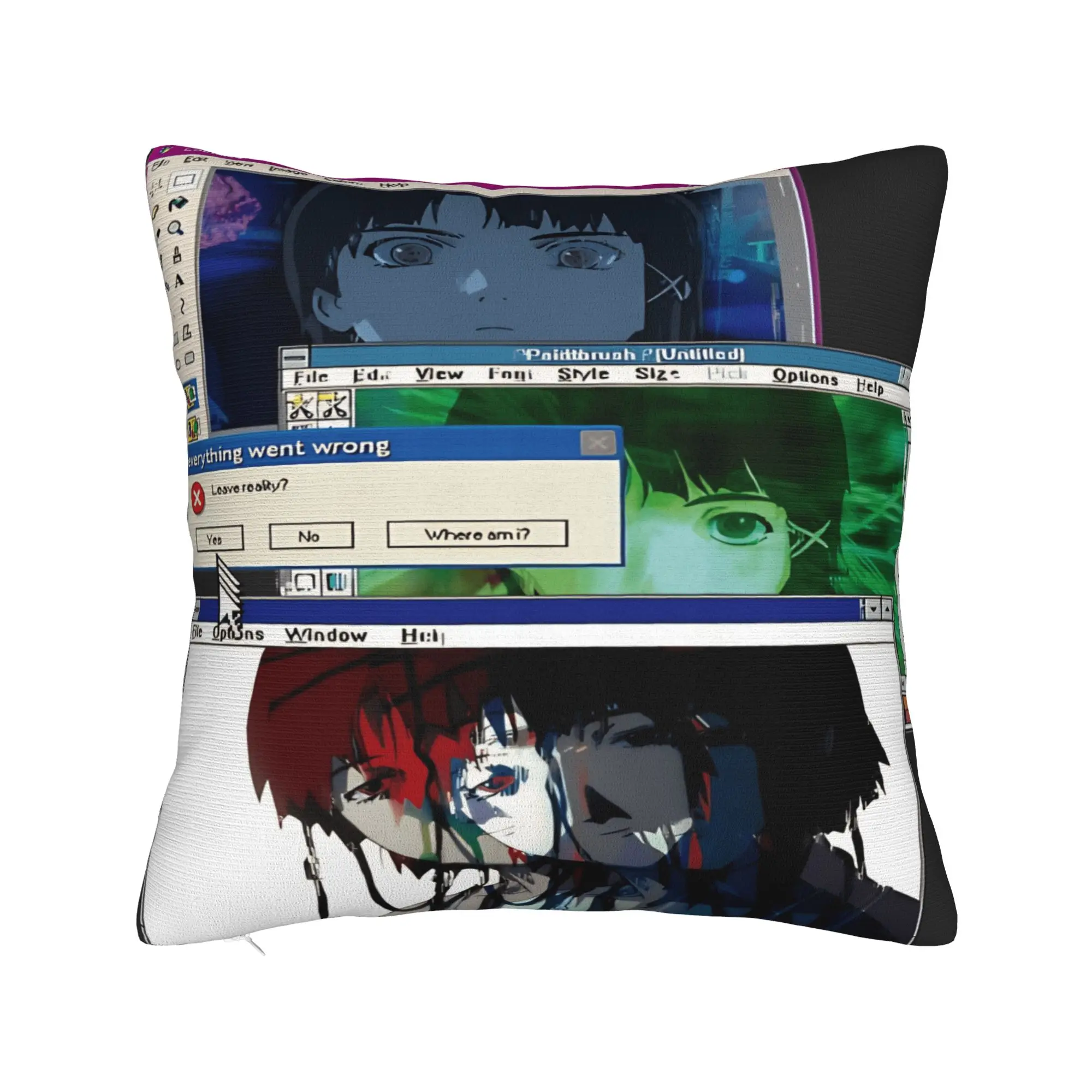 Pillow Cover Anime Serial Experiments Lain  Vintage Pillow Case For Living Room Sofa Pillowcases
