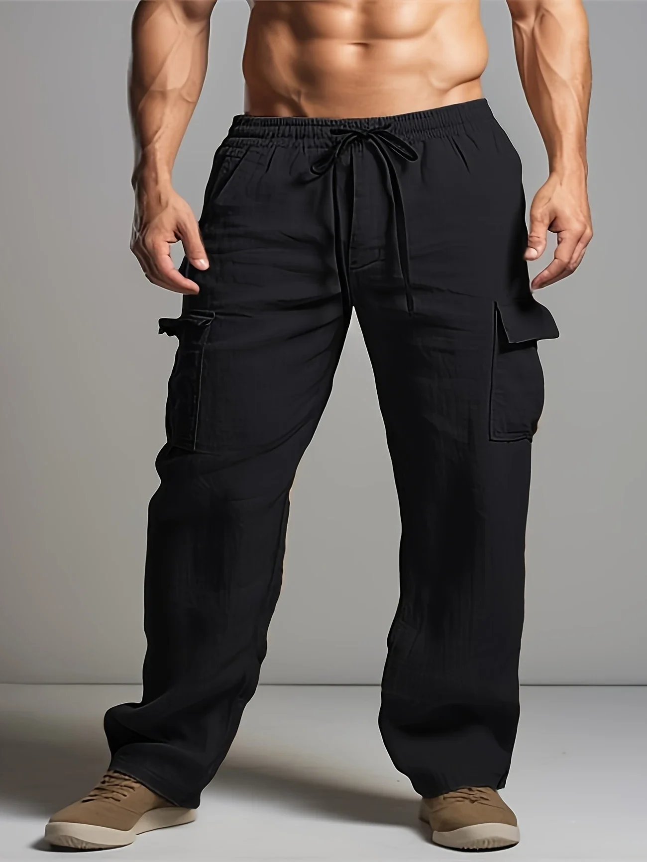 

New workwear pants men's loose wide-leg sportswear solid-color sportswear pants jogging pants casual men's pants