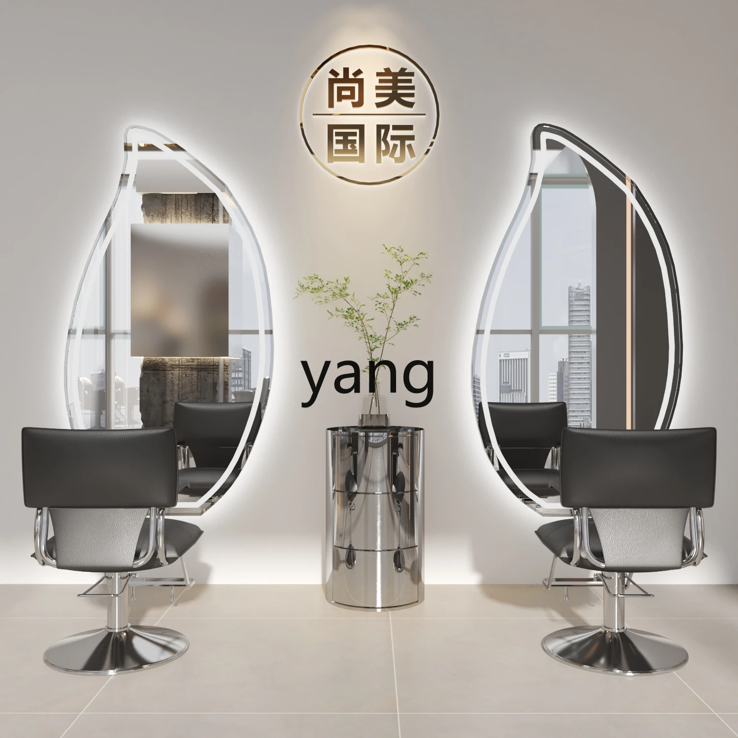 CX Barber Shop Dressing Table Floor Mirror for Hair Salon Hairdressing Single Side Double-Sided Mirror