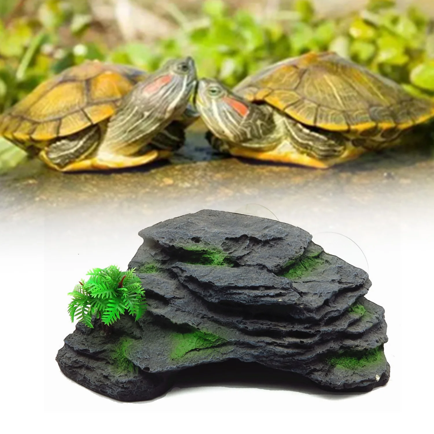 

Hiding Cave Aquarium Simulation Climbing Cave Tortoise Climbing Platform with Suction Cup Aquarium Decoration