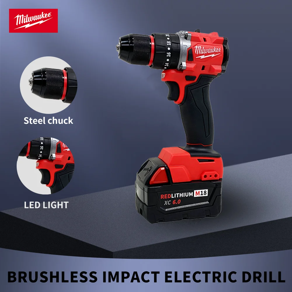 Milwaukee-Broca de Impacto Elétrica Recarregável, Chave De Fenda Sem Fio Sem Escova, Ferramenta Elétrica de Decoração, Equipe, Bateria 18V, 150N.m