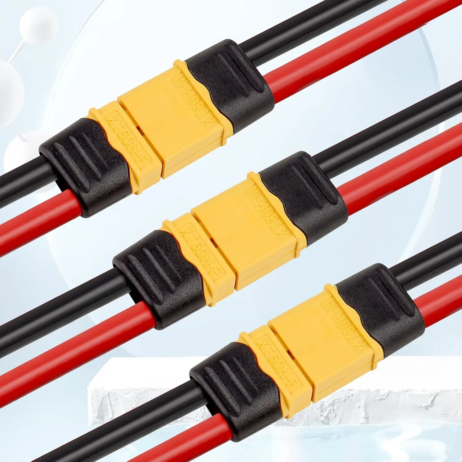 3 pares de conector fêmea e macho XT60 com fio de 55 mm 10AWG para bateria RC Lipo FPV Racing Drone