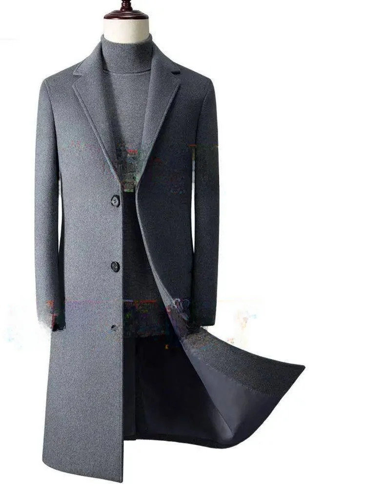 

Мужское шерстяное пальто средней длины, утепленное, делового стиля, приталенное, модное, с множеством карманов