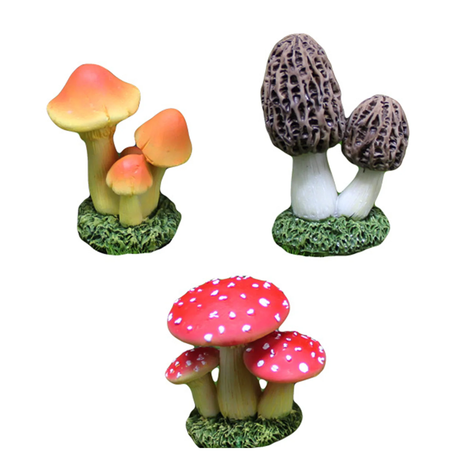 Mini Realistic Resin Mushroom Models Garden Decor Delicate Compact Mushroom Figurines for Home Fish Tank Garden Decor Supplies