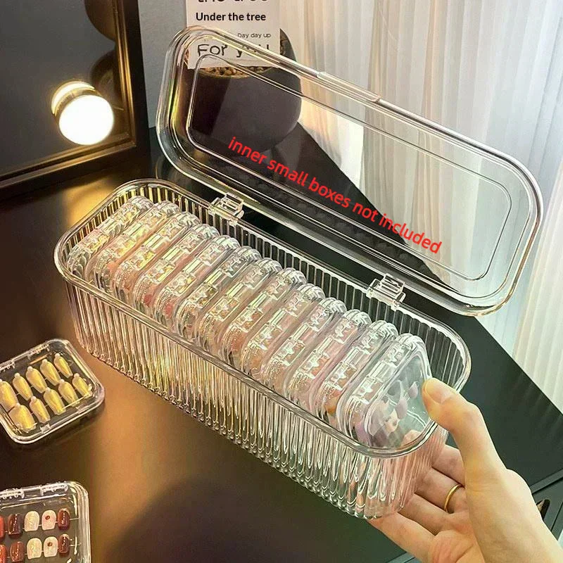 Lipstick Nail Storage Box With Dustproof Lid Large Capacity For Makeup Small Item Storage Box Transparent