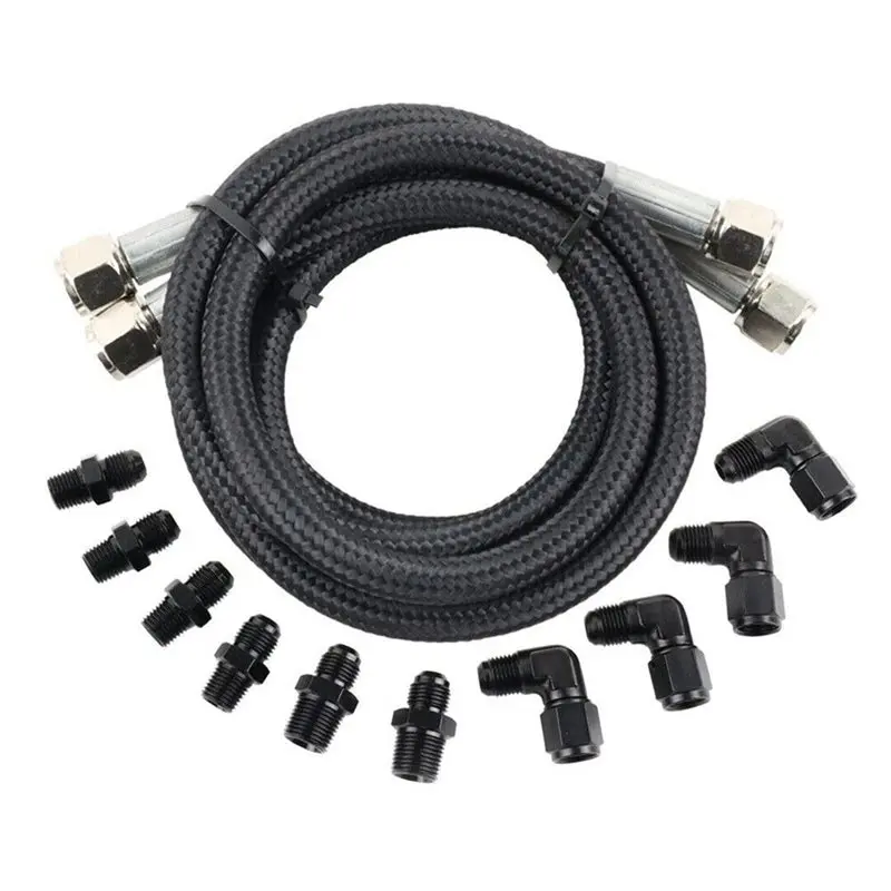 Transmission Cooler Hose Line Fitting 52Inch Length For TH350 700R4 For TH400 AN6 Nylon Braided
