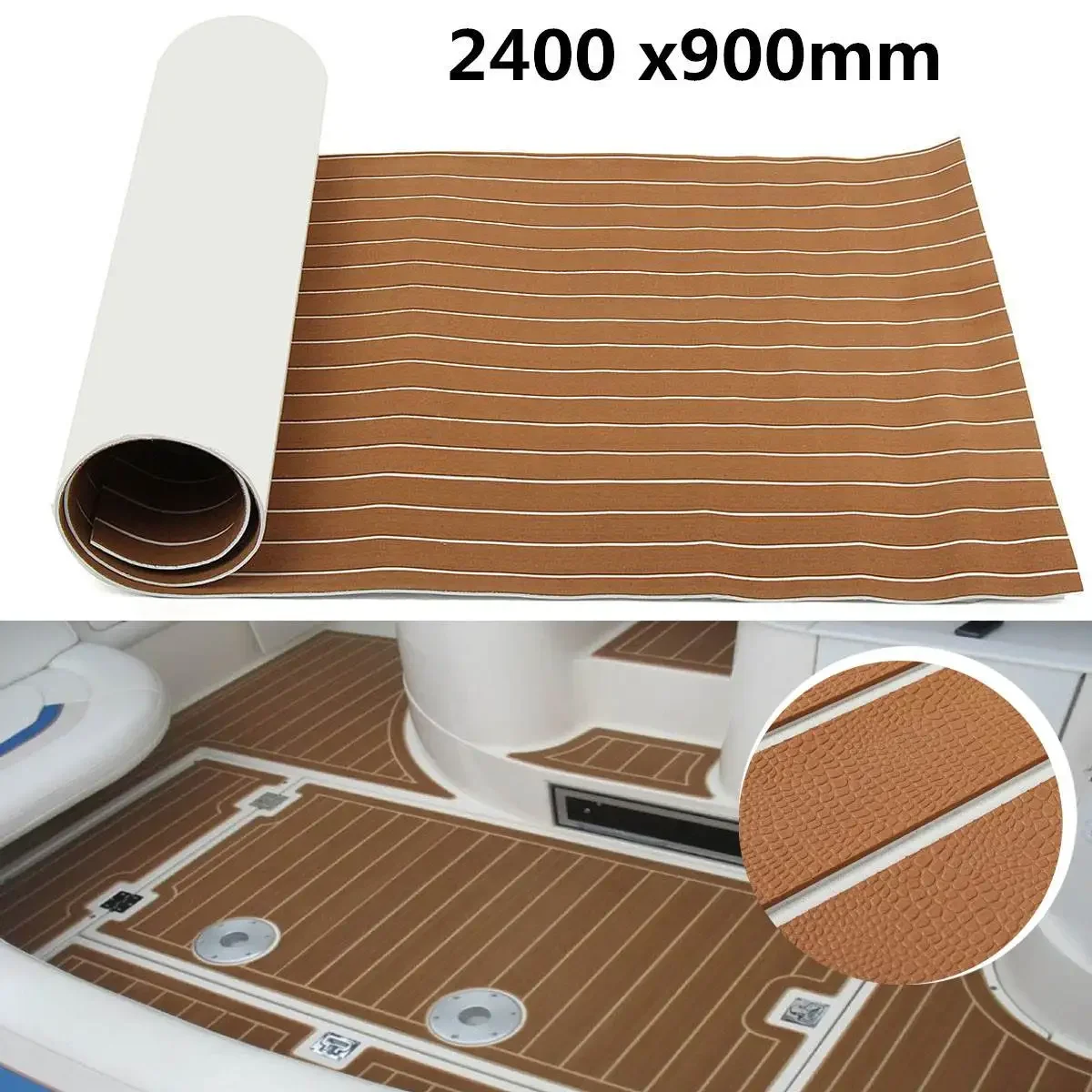 Self Adhesive Teak Decking Sheet EVA Foam Boat Flooring Pad 2400x900x6mm Floor Mat for Marine Boat Yacht RV Non-slip Carpet Mats