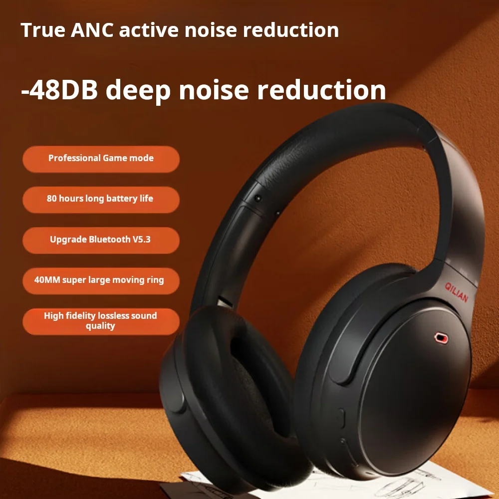 Bh26 Active Noise-reduction Bluetooth Headset Head-mounted Anc Noise Reduction Music Game Electric Competition Class Wireless