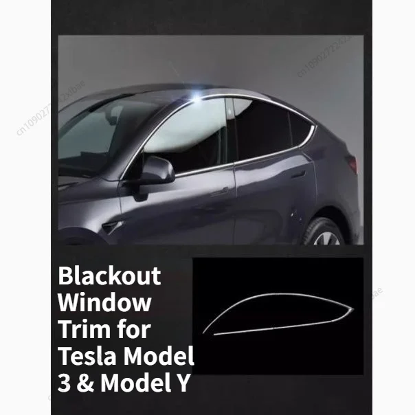 

Blackout Style Window Trim & Chrome Molding, Body Styling Upgrade Parts for Tesla Model 3 & Model Y 2023-2026 Chromium Styling