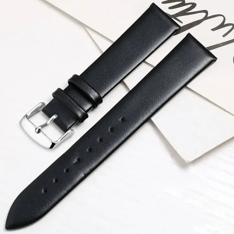 Kalbsleder-Uhrenarmband, 12 mm, 14 mm, 16 mm, 18 mm, 20 mm, 22 mm, Leder-Uhrenarmband mit silberner Dornschließe – Detail 7