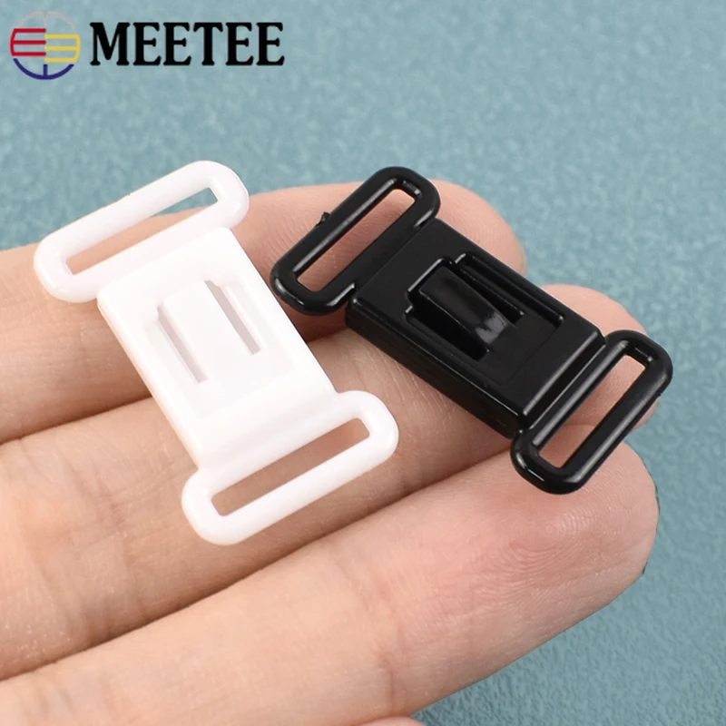 30/50Sets Meetee 12.5mm Plastic Bikini Closure Adjust Buckles Bra Swimsuit Clasp Underware Strap Hook Bow Tie Rings Accessories