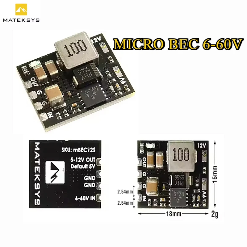 

MATEK Mateksys MICRO BEC 6-60 В до 5 В/9 В/12 В-ADJ модуль понижающего регулятора для радиоуправляемой модели самолета, вертолета, FPV, гоночного дрона