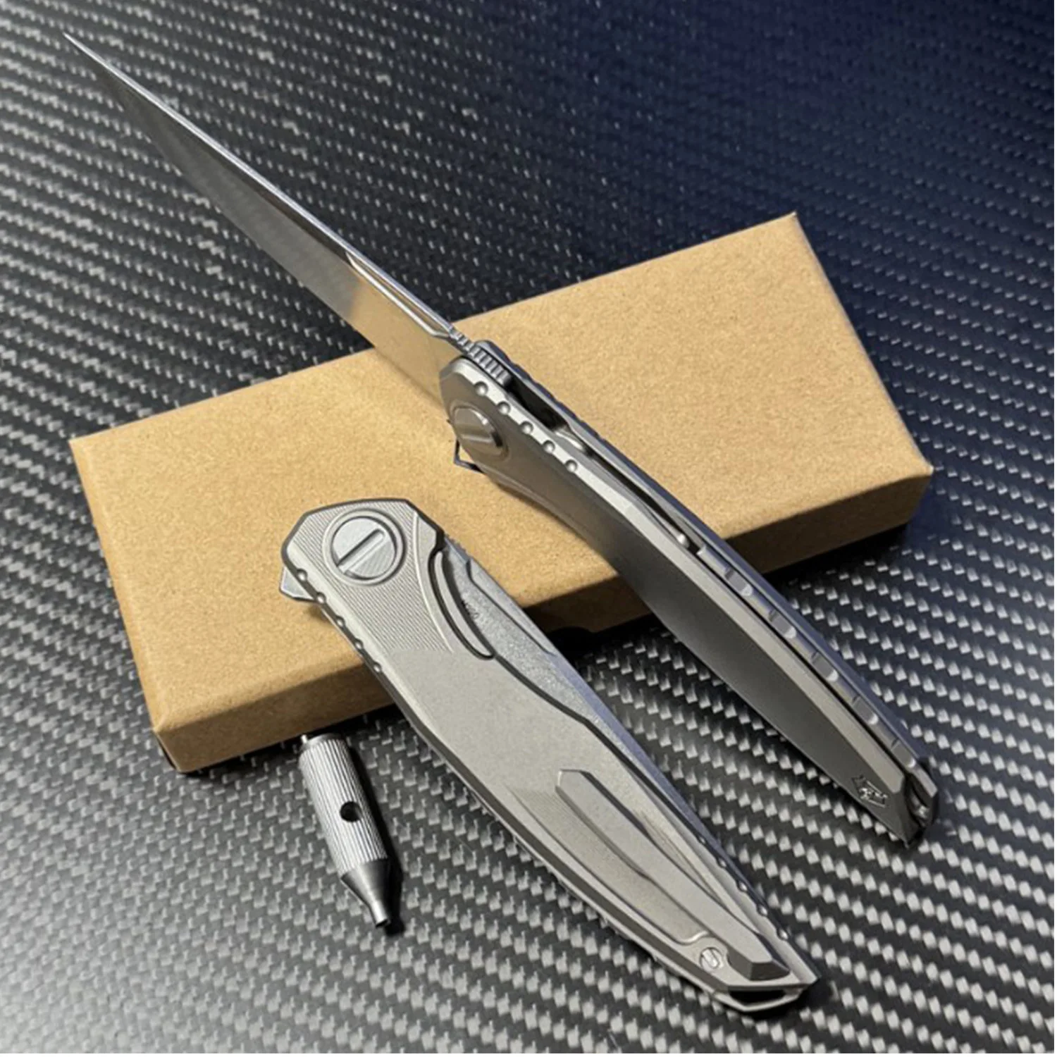 Shirogorov Astrium titanium alloy handle m390 blade  outdoor knife self-defense camping multi-function folding knife