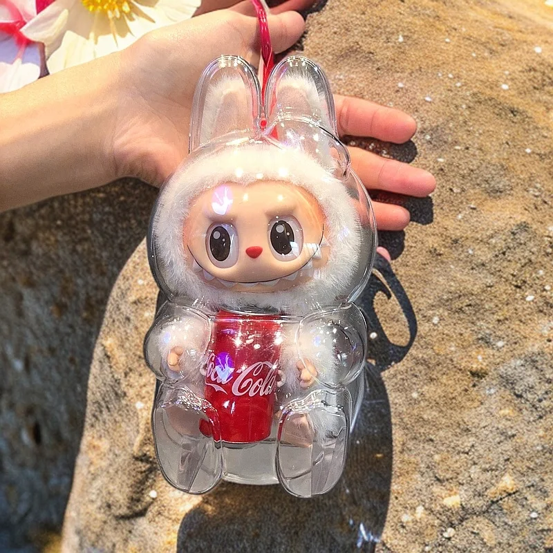 Kristalheldere beschermhoes voor LABUBU V1/V2 opbergdoos voor hanger poppen stofdicht en krasbestendig vitrine