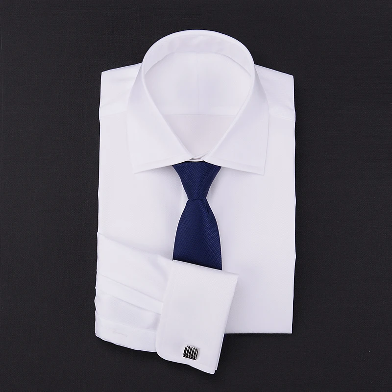 Classic French cuffs men's long sleeved shirt 100% cotton cross colored square neck business career manager shirt for men