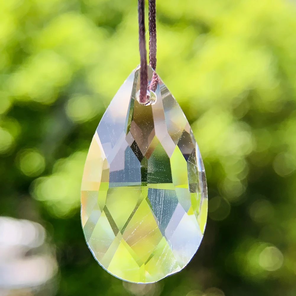 Verre transparent en forme de larme, prisme à facettes, pièces de lustre, attrape-soleil, artisanat de bijoux, lumière porte-bonheur, Feng Shui,