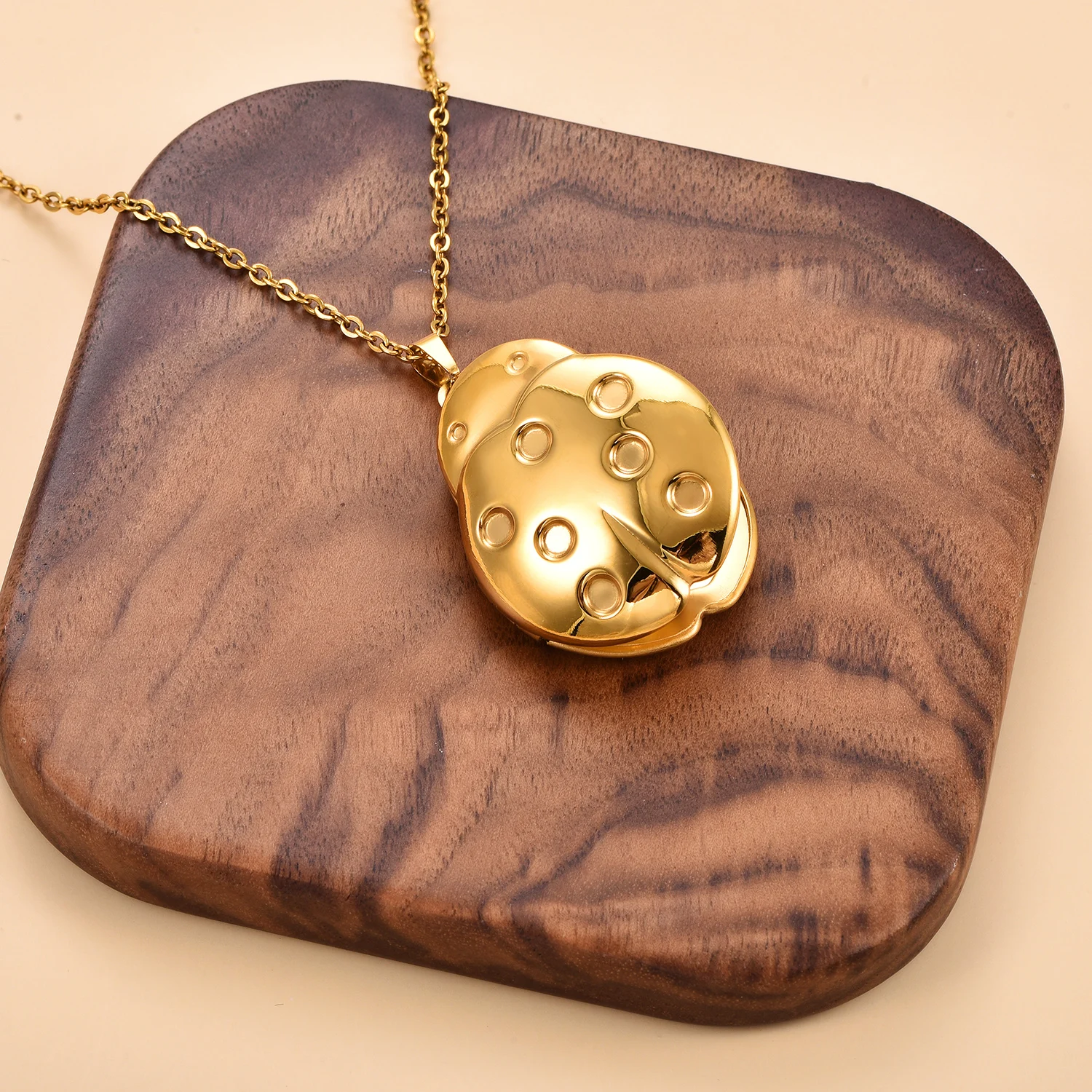 Niedliche Käfer-Bildanhänger aus Edelstahl, Öffnbarer Fotorahmen, Marienkäfer-Kette, Nostalgie-Geschenk für die Familie – Detail 8